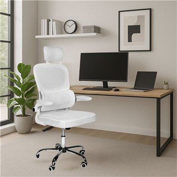 Poltrona ufficio ergonomica con ruote Vibes in rete bianca con base cromata