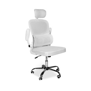 Poltrona ufficio ergonomica con ruote Vibes in rete bianca con base cromata