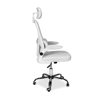 Poltrona ufficio ergonomica con ruote Vibes in rete bianca con base cromata