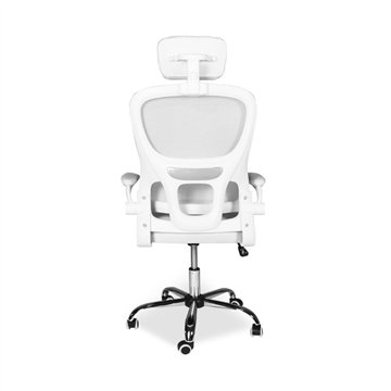 Poltrona ufficio ergonomica con ruote Vibes in rete bianca con base cromata