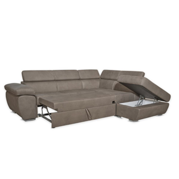 Divano letto angolare con penisola destra colore grigio elephant - Fiona