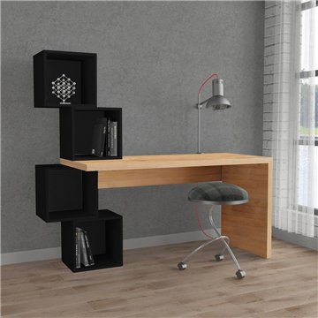Scrivania con libreria Balance 153,5x60x140 colore rovere e nero