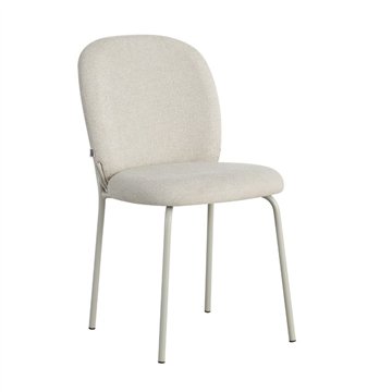 Sedia imbottita Turi in tessuto ecrù e gambe in metallo