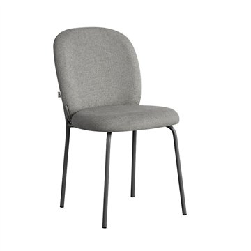 Sedia imbottita Turi in tessuto grigio e gambe in metallo