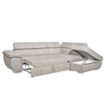Divano letto angolare con penisola destra colore grigio chiaro - Fiona
