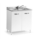 Sottolavello 2 ante 80 cm con lavello due vasche incluso colore bianco