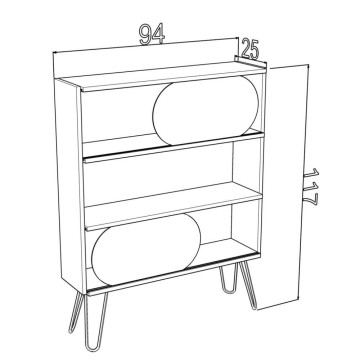 Libreria 3 ripiani Ilia rovere nero 94x25x117 MT1905121