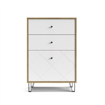 Cassettiera 2 cassetti e anta BolloBO18 63.4x40x95.55H colore rovere bianco