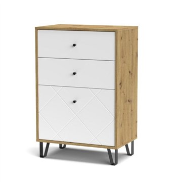 Cassettiera 2 cassetti e anta BolloBO18 63.4x40x95.55H colore rovere bianco