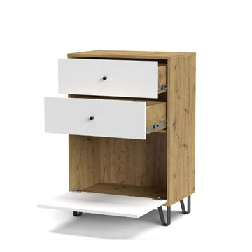 Cassettiera 2 cassetti e anta BolloBO18 63.4x40x95.55H colore rovere bianco