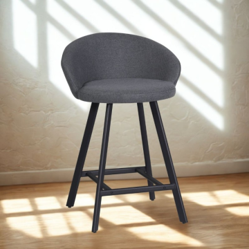Sgabello imbottito grigio con gambe nere - Fenk