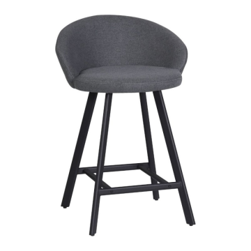 Sgabello imbottito grigio con gambe nere - Fenk