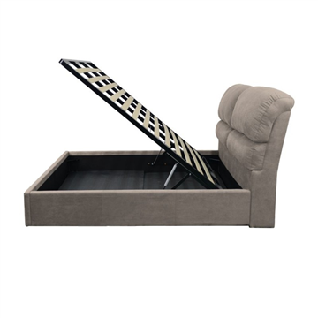 Letto matrimoniale Sofaback contenitore in tessuto tortora 178x222x120H