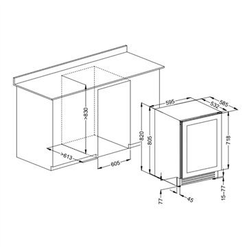Cantinetta ventilata da incasso 46 bottiglie di vino DW46G2T colore nero