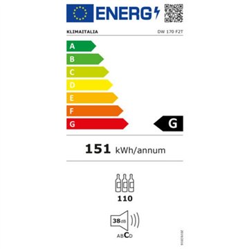 Cantinetta ventilata da incasso 105 bottiglie di vino DW170F2T colore nero