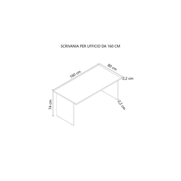 SCRIVANIA IBISCO DA L.160 CM COLORE  STRUTTUTA BIANCO FRASSINATO PIANO NOCE NATURALE