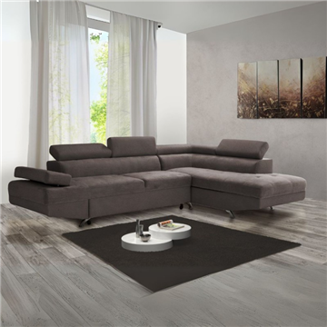 Divano letto angolare con penisola contenitore destra colore grigio elephant - Rio