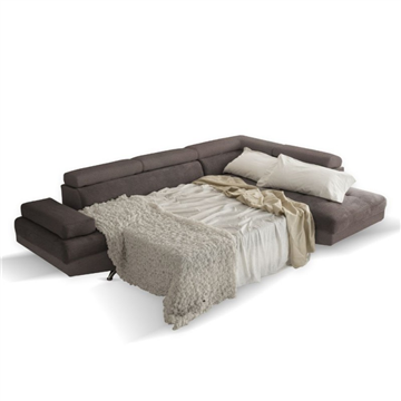 Divano letto angolare con penisola contenitore destra colore grigio elephant - Rio