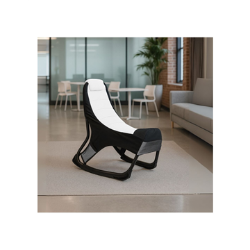Sedia poltrona gaming in tessuto con base curva colore bianco e nero - Kordi