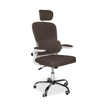 Poltrona da ufficio ergonomica in rete tortora con base cromata e ruote - Ribis