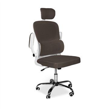 Poltrona da ufficio ergonomica in rete tortora con base cromata e ruote - Ribis