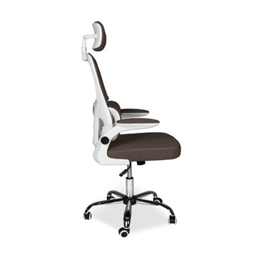 Poltrona da ufficio ergonomica in rete tortora con base cromata e ruote - Ribis