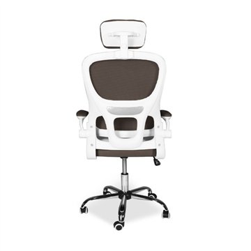 Poltrona da ufficio ergonomica in rete tortora con base cromata e ruote - Ribis