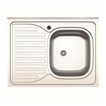 Lavello cucina da appoggio una vasca con gocciolatoio destro 80x60 cm - Samet SA30SX