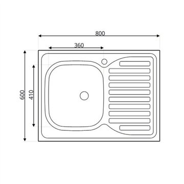 Lavello cucina da appoggio una vasca con gocciolatoio destro 80x60 cm - Samet SA30SX