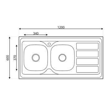 Lavello cucina da appoggio due vasche con gocciolatoio destro 120x60 cm - Samet SA46DX
