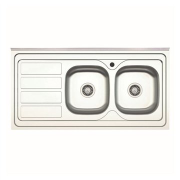 Lavello cucina da appoggio due vasche con gocciolatoio sinistro 120x60 cm - Samet SA46SX