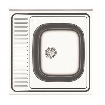Lavello cucina quadrato da appoggio 60x60x15H una vasca inox SA24