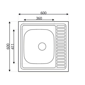 Lavello cucina quadrato da appoggio 60x60x15H una vasca inox SA24