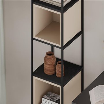 Libreria Vale Mini struttura in metallo nero e cubotti colore Sandstone 36.2x39x179H - Geometria e stile industriale