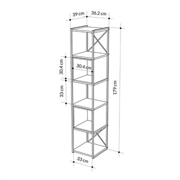 Libreria Vale Mini struttura in metallo nero e cubotti colore Sandstone 36.2x39x179H - Geometria e stile industriale