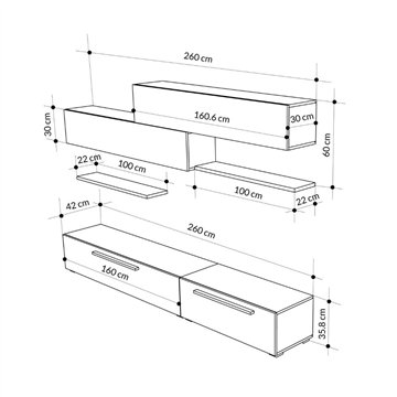 Parete attrezzata Kombat 260 colore bianco