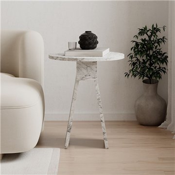 Tavolino da salotto Chen effetto marmo carrara bianco - Eleganza minimalista per ogni ambiente
