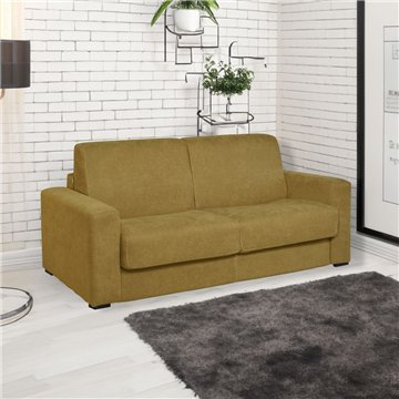 Divano letto 3 posti tessuto Barrel48 senape 200x98x86h Kriog