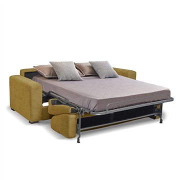 Divano letto 3 posti Kriog tessuto Barrel48 senape 200x98x86h