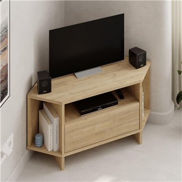 Porta TV angolare Viva colore Rovere 95.7x35.4x45.3H - Design Funzionale per spazi intelligenti