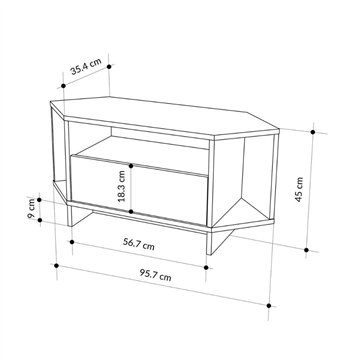 Porta TV angolare Viva colore Rovere 95.7x35.4x45.3H - Design Funzionale per spazi intelligenti
