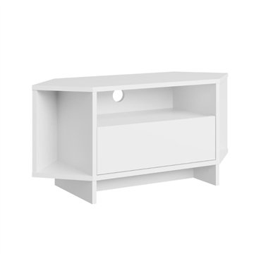 Porta TV angolare Viva colore bianco 95.7x35.4x45.3H - Design Funzionale per spazi intelligenti