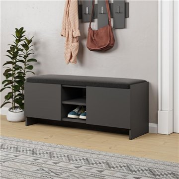 Panca scarpiera con cuscino e 2 ante colore antracite Zulla