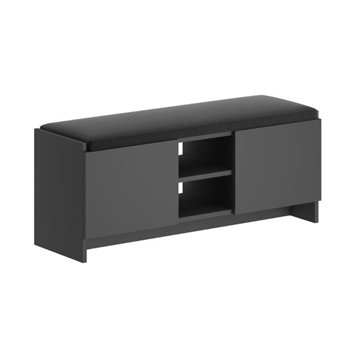 Panca scarpiera colore antracite Zulla con cuscino e 2 ante