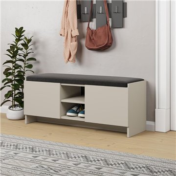 Panca scarpiera con cuscino e 2 ante colore sandstone Zulla