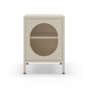 Comodino in metallo Diora crema con anta reticolata - Design industriale, anima versatile