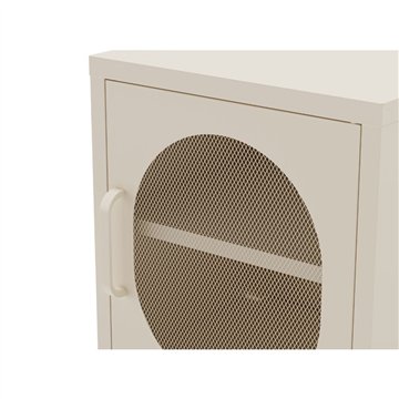 Comodino in metallo Diora crema con anta reticolata - Design industriale, anima versatile