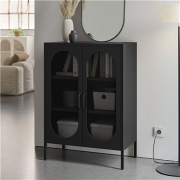 Mobile in metallo nero con ante reticolate 70x40x100H Diora