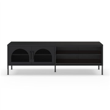 Mobile porta TV in metallo Diora nero con 2 ante reticolate 160x35x50H - Design industriale, anima versatile