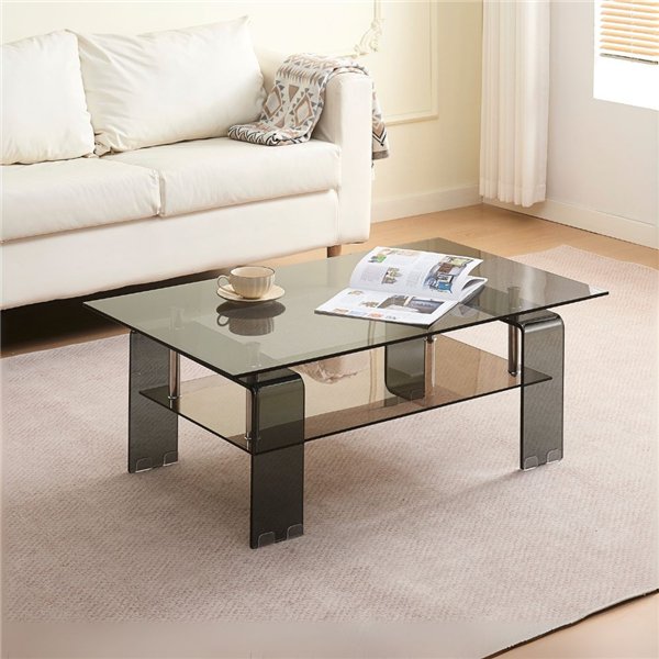 Tavolino con due ripiani in vetro nero fumè 100x60x39h Crystal Tavolino con due ripiani in vetro nero fumè 100x60x39h Crystal